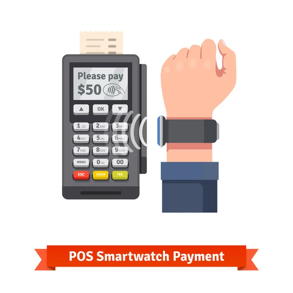 Smart Watch-klocka Pos terminal betalning — Stock vektor