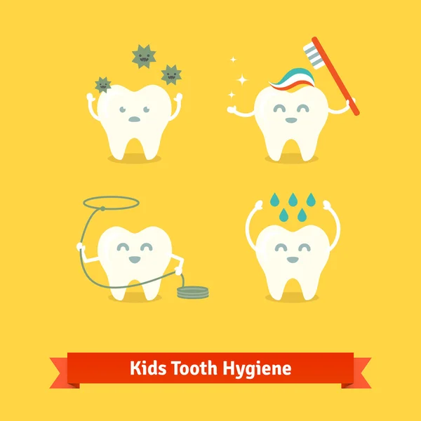 Cuidado e higiene dental de los niños — Vector de stock