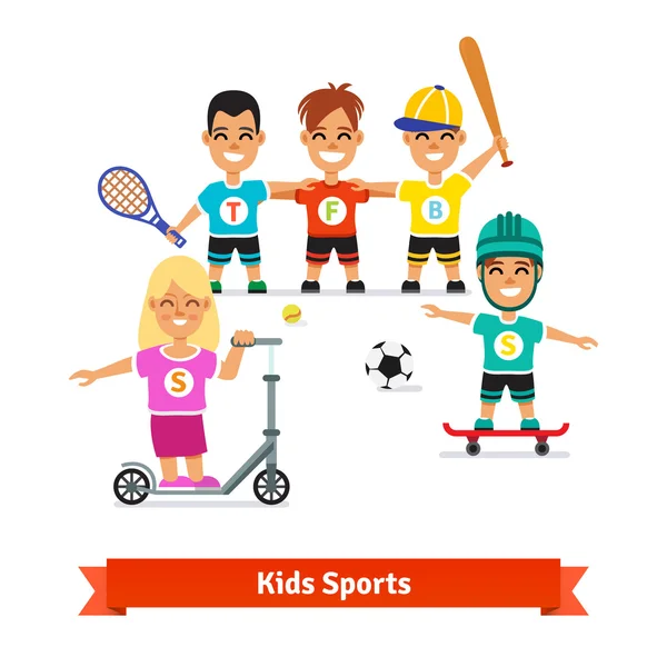 Girl and boys physical activities — Stock Vector