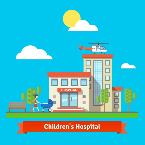 Kinderkrankenhaus und Klinikgebäude — Stockvektor