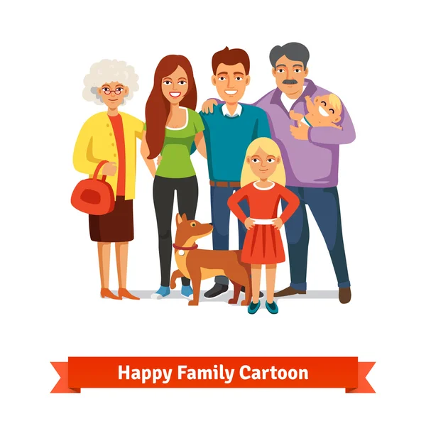 Grande famille debout ensemble — Image vectorielle