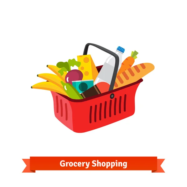 Red plastic shopping basket — Stock Vector