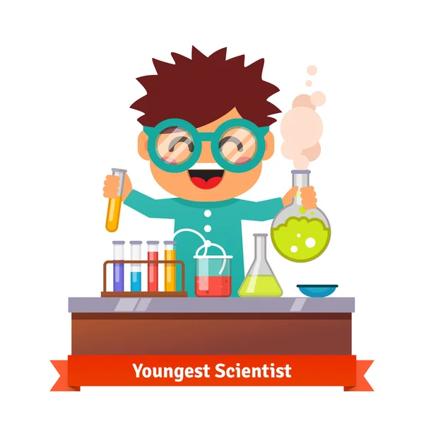 Baby kid doing chemistry experiments — Wektor stockowy