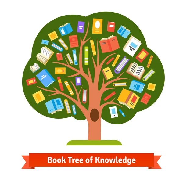 Book tree of knowledge and reading — Stockový vektor