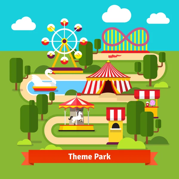 Vidámpark Térkép — Stock Vector