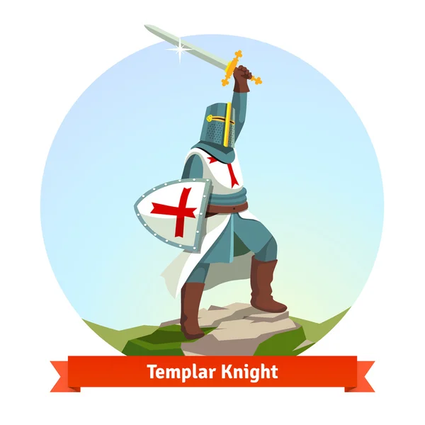 Knight Templar in armour with shield — Stockvector