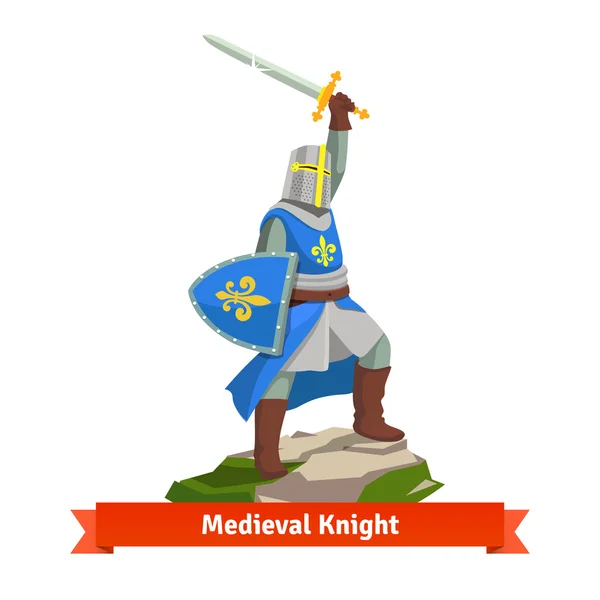 Важкий броньований французький середньовічний лицар — стоковий вектор
