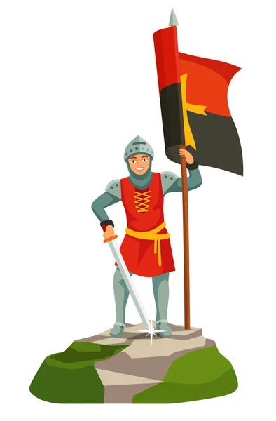 Foot knights templar banner bearer — Stockvector