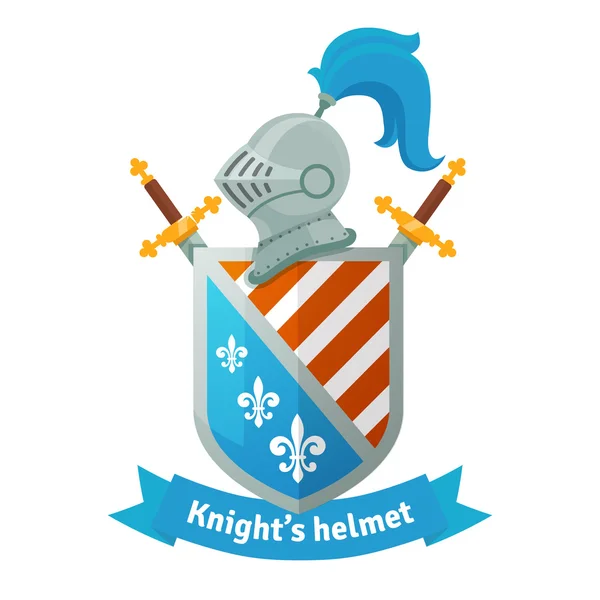 Medieval coat of arms with knight helmet — Stock Vector