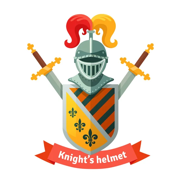 Brasão de armas medieval com capacete de cavaleiro —  Vetores de Stock