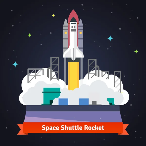 Start einer Space-Shuttle-Rakete — Stockvektor