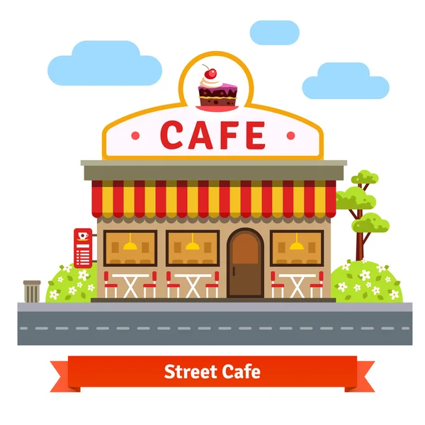 Open cafe building facade — Stock Vector