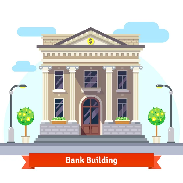 Fachada de edificio bancario con columnas — Vector de stock