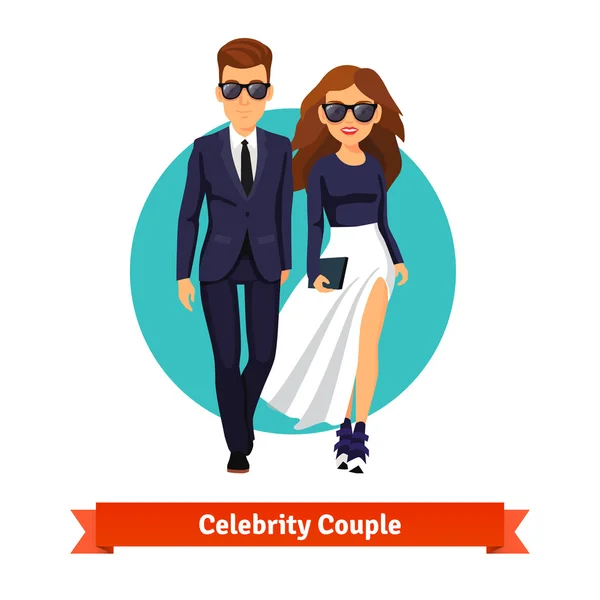 Man and woman stylish hollywood stars — Stock Vector