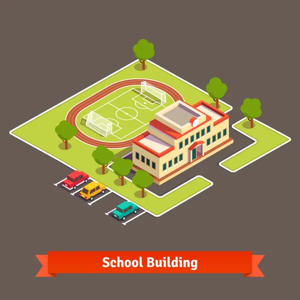 Изометрический кампус колледжа или здание школы — стоковый вектор