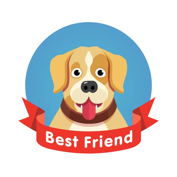 Dog pet face with red ribbon — Stock Vector
