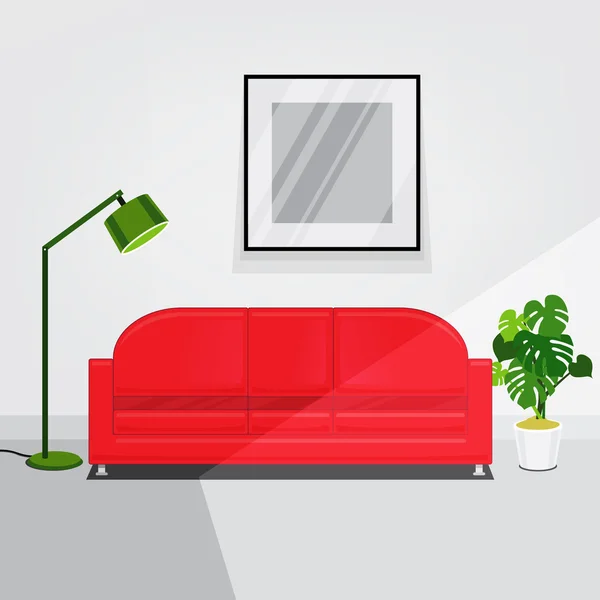 White walls living room interior — Stock Vector