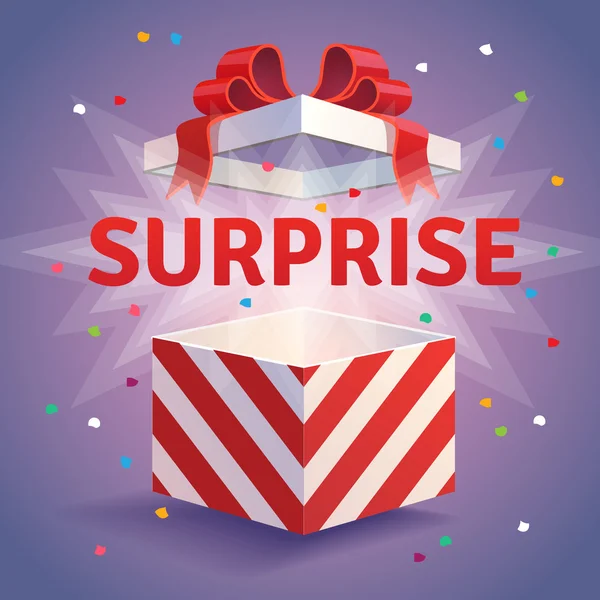 Boîte cadeau surprise ouverte — Image vectorielle