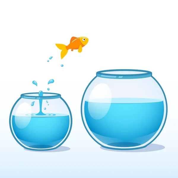 Goldfish making a leap — Stock Vector