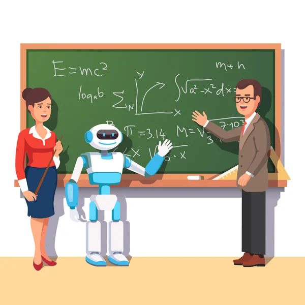 Modern robot helping teachers — Stockvector