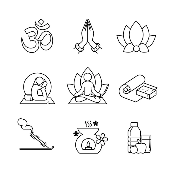 Yoga Icons set — Stok Vektör