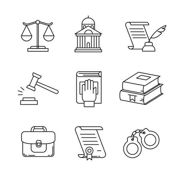 Court line art icons set — Stock Vector