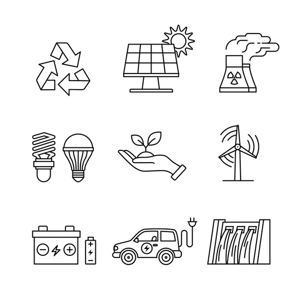 Conjunto de ícones de geração de energia — Vetor de Stock