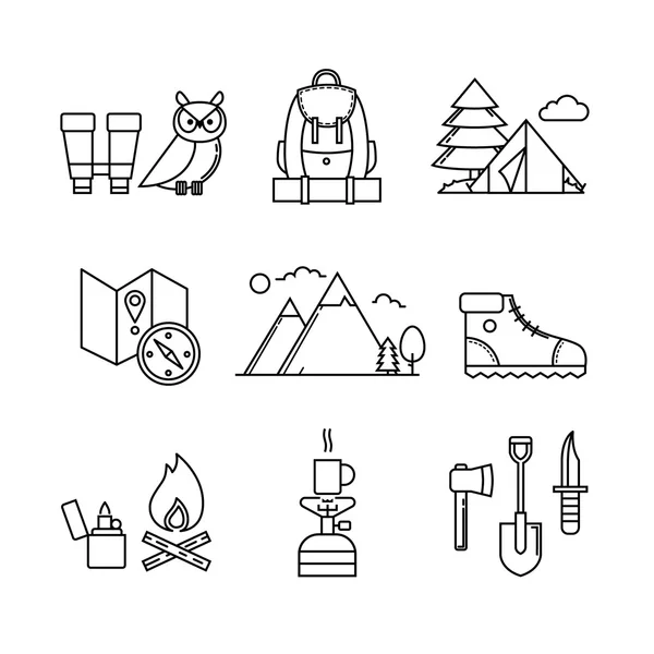 Forest and mountains icons set. — Stock Vector