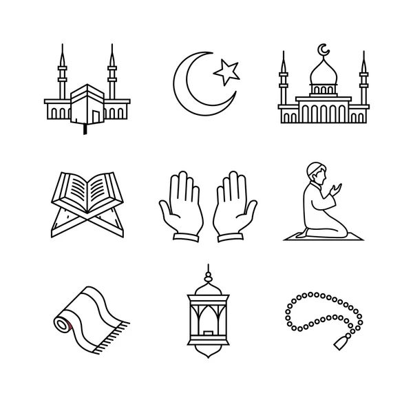 Islam ikoner set — Stock vektor