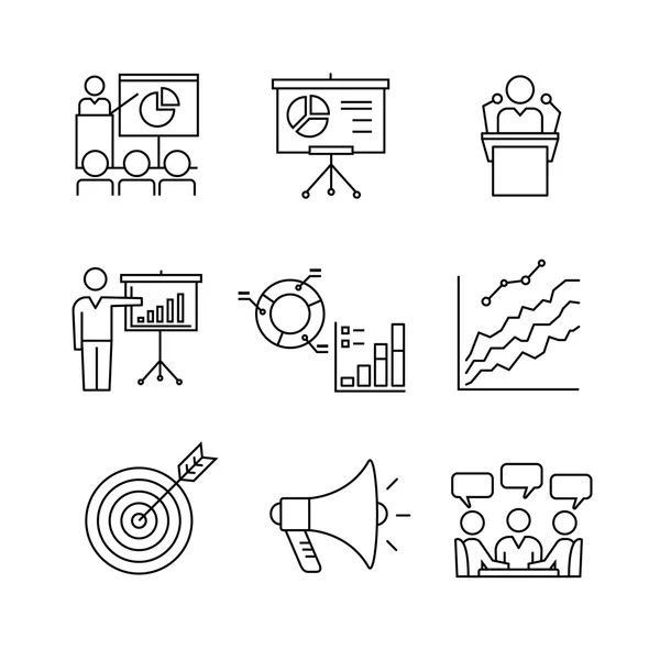 Conjunto de iconos de presentación empresarial — Vector de stock