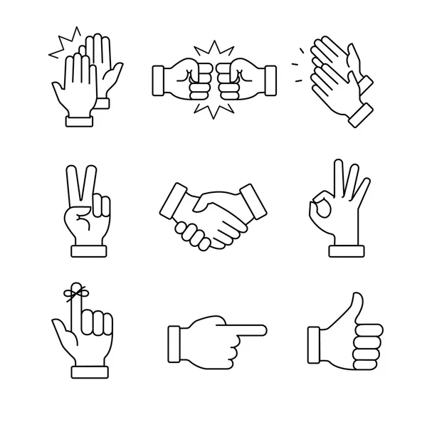 Clapping hands and other gestures — Stock Vector