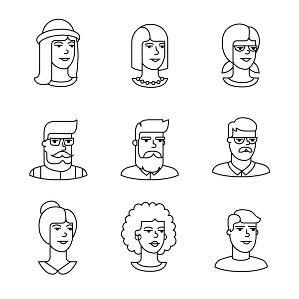 Iconos de caras humanas — Vector de stock