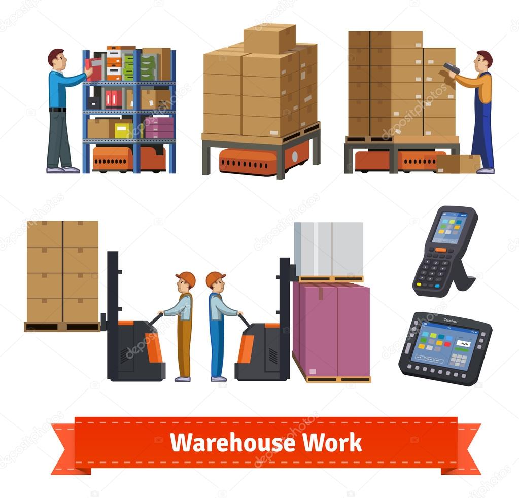Warehouse operations Flat icon illustration
