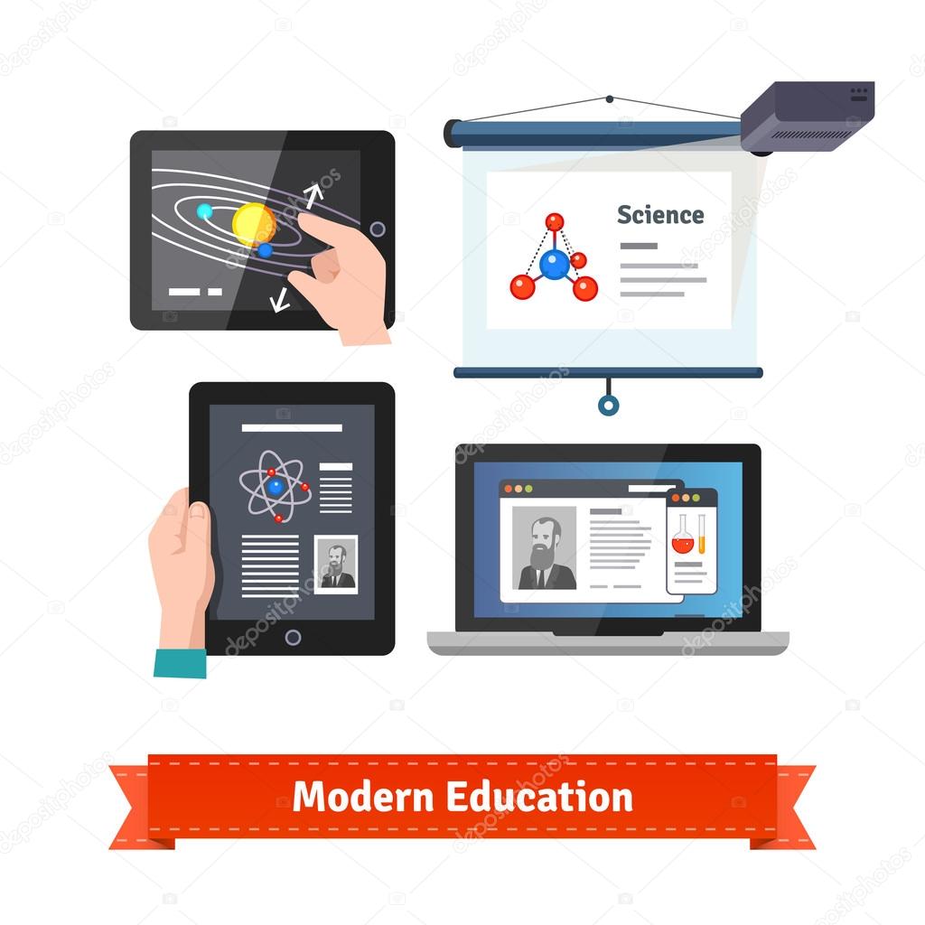 Modern technology in education flat icon