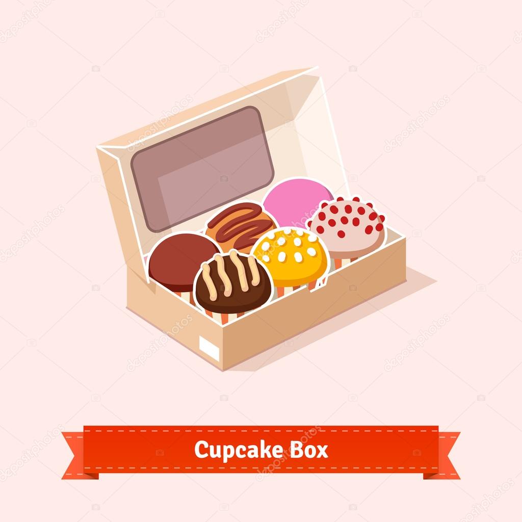 Tasty looking cupcakes in cardbox