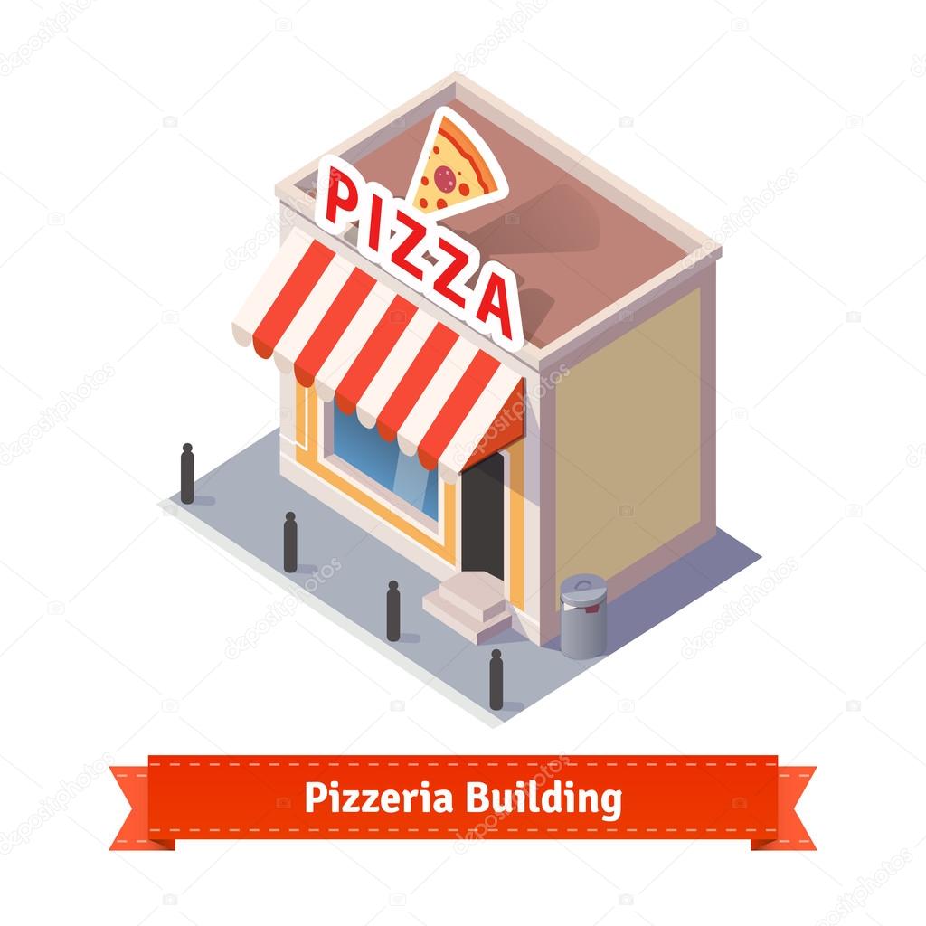 Pizza restaurant and shop building