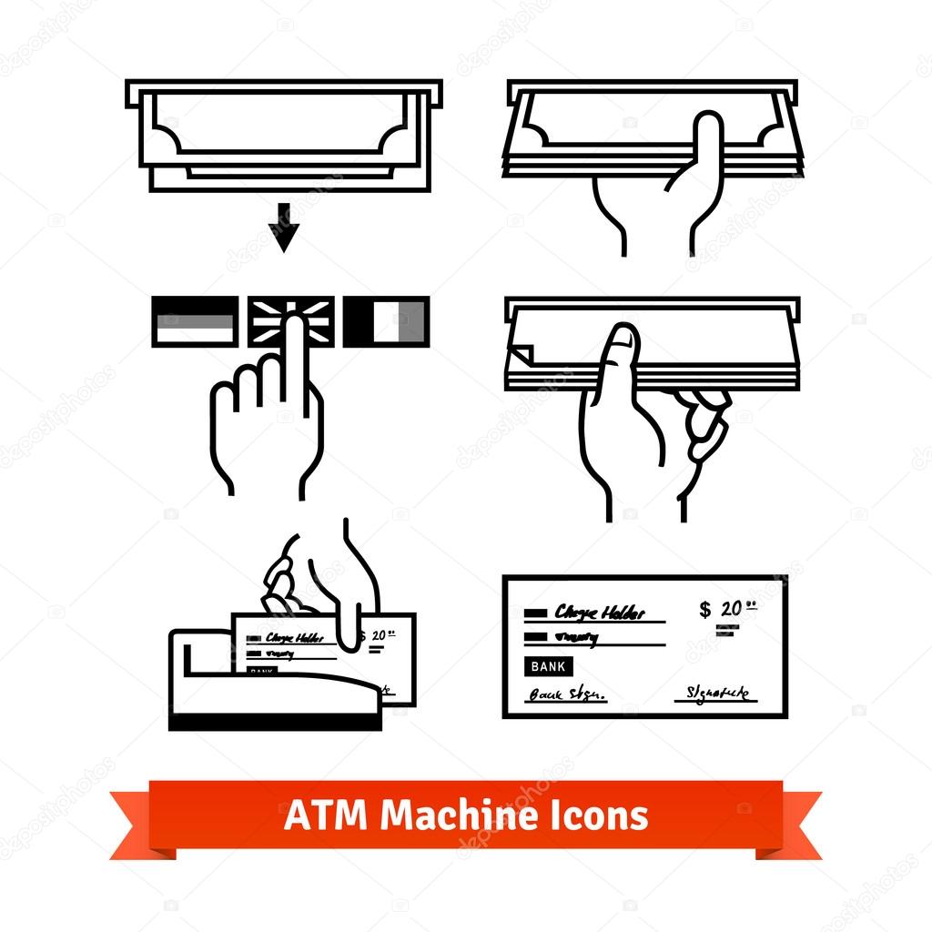 ATM machine icons set.