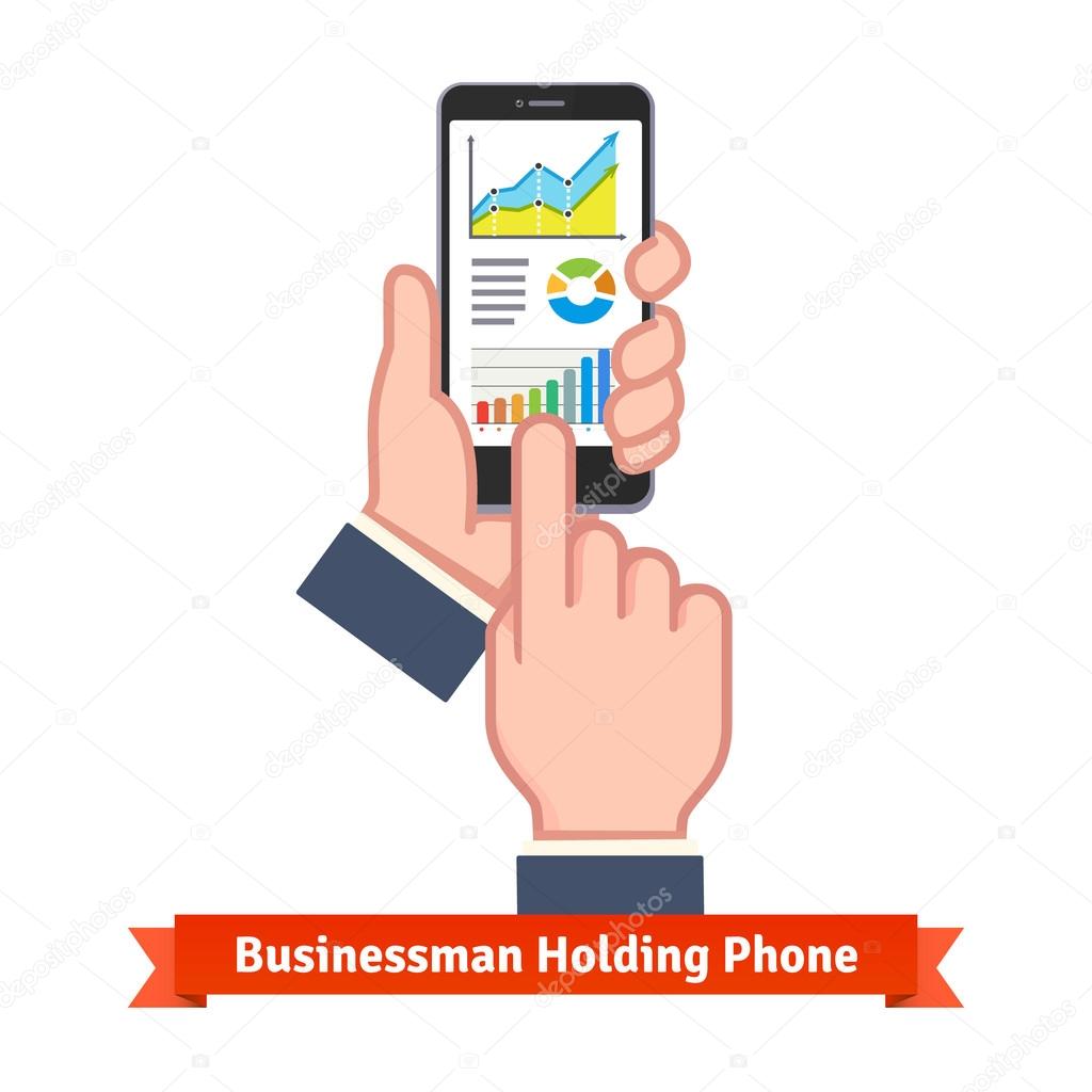 Business man hands holding phone