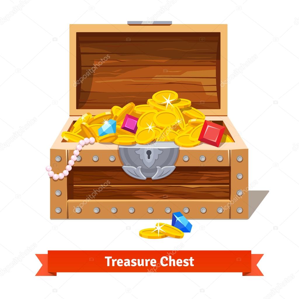 Treasure chest full of gold coins