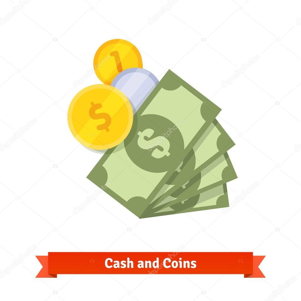 Cash, dollars, gold and silver coins