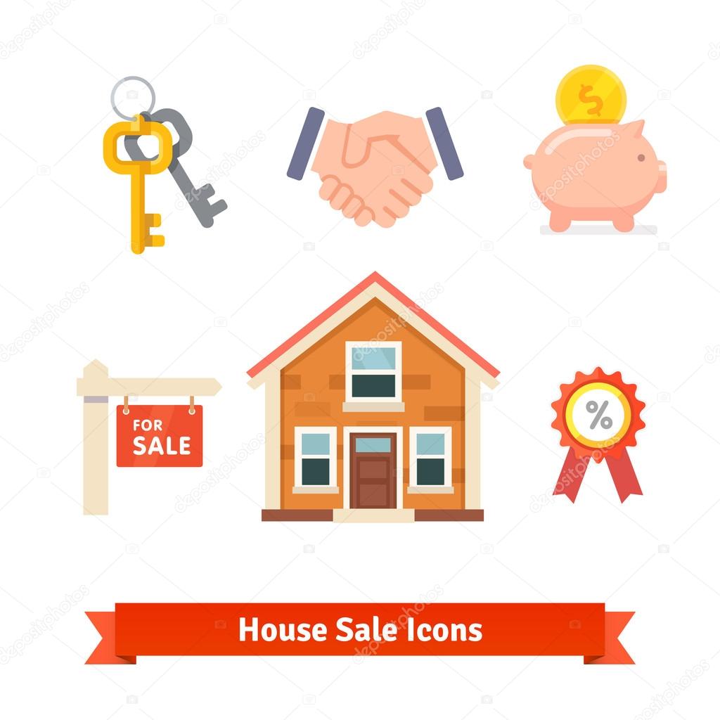 Real estate, house mortgage icons