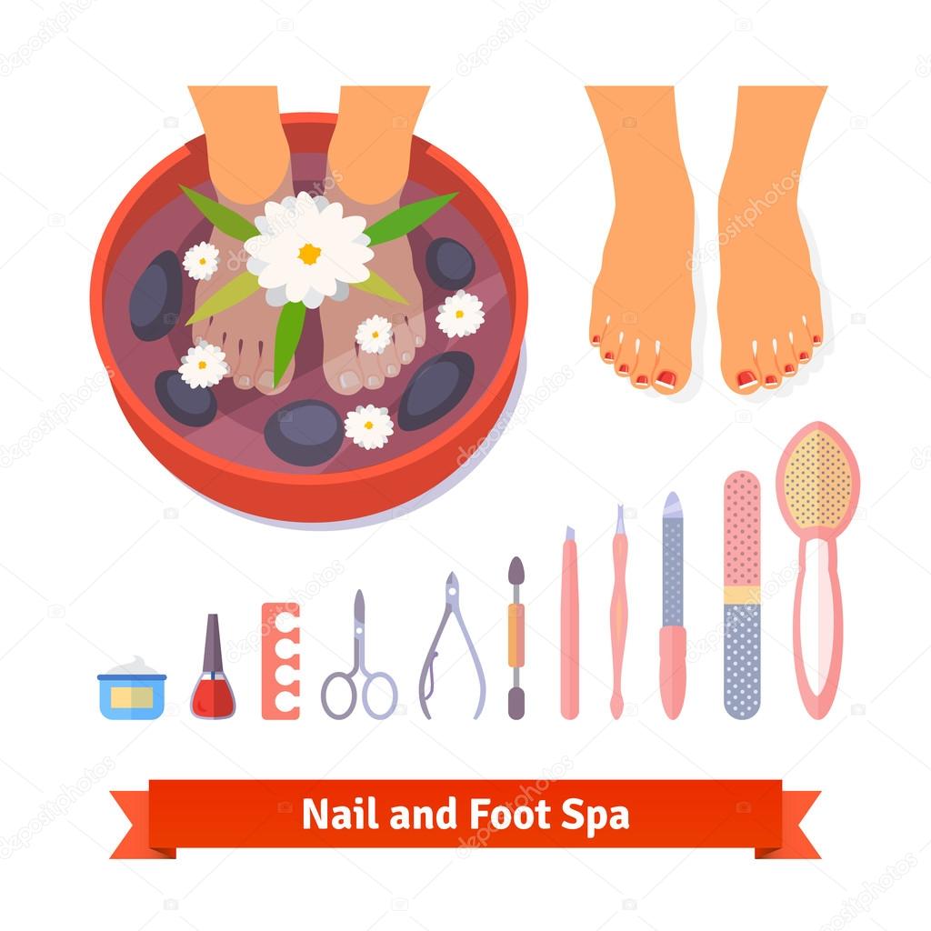 Manicure pedicure foot spa set — Stock Vector © IconicBestiary 88737542
