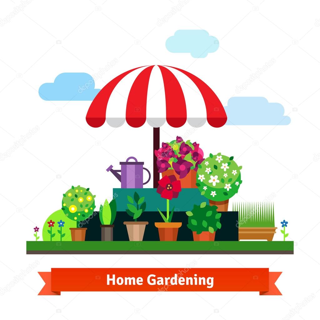 Home greening store with plants, flowers