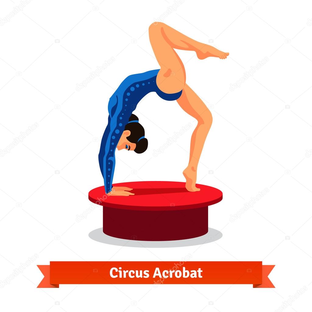 Beautiful circus acrobat performs