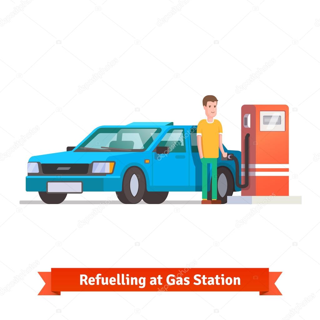 Man refuelling car at petrol station