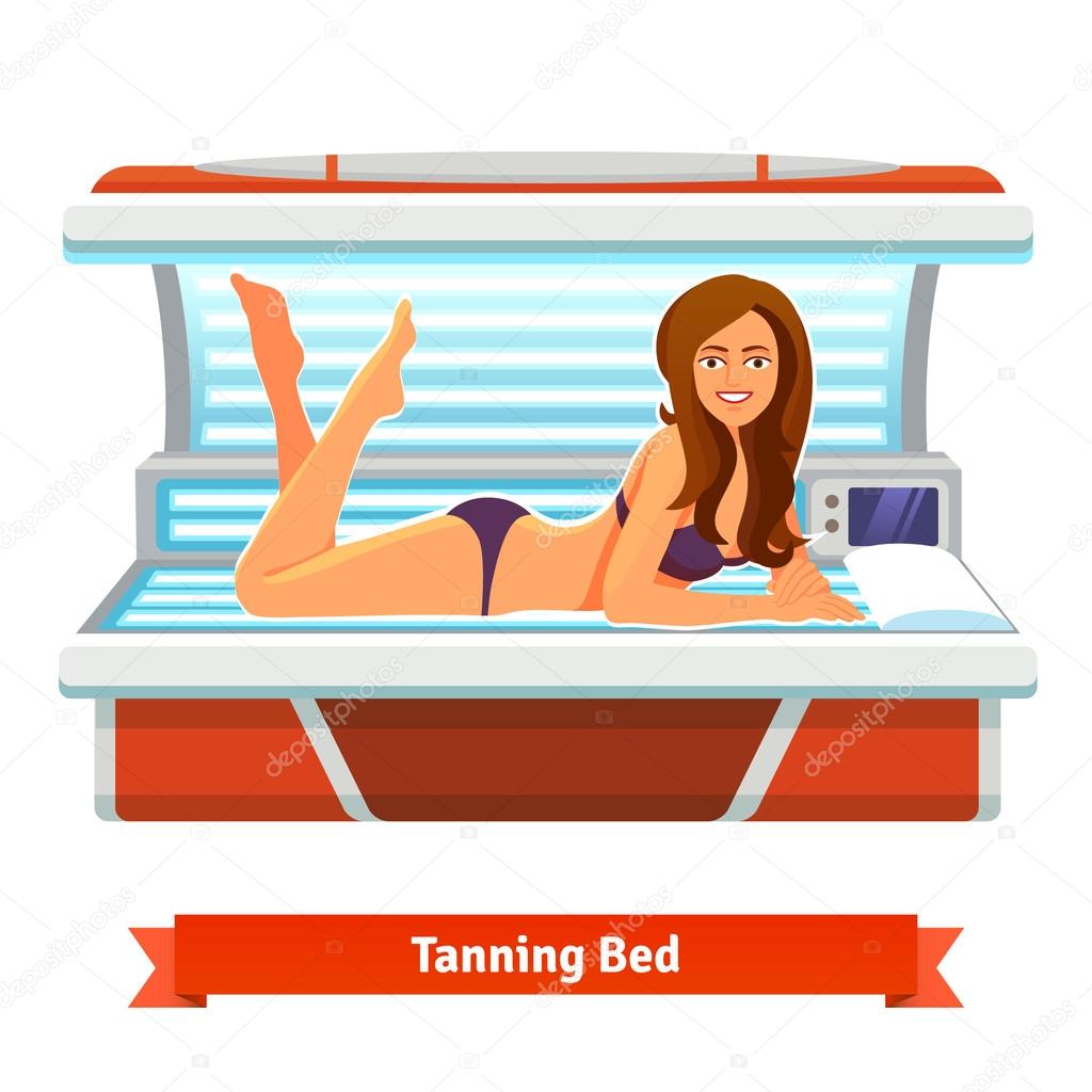 Young pretty woman in tanning bed