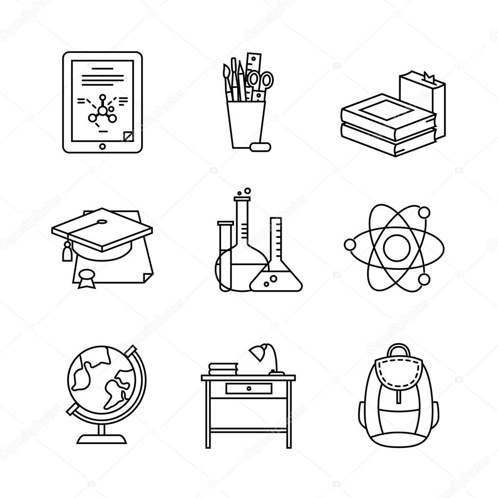 Education learning and school icons set