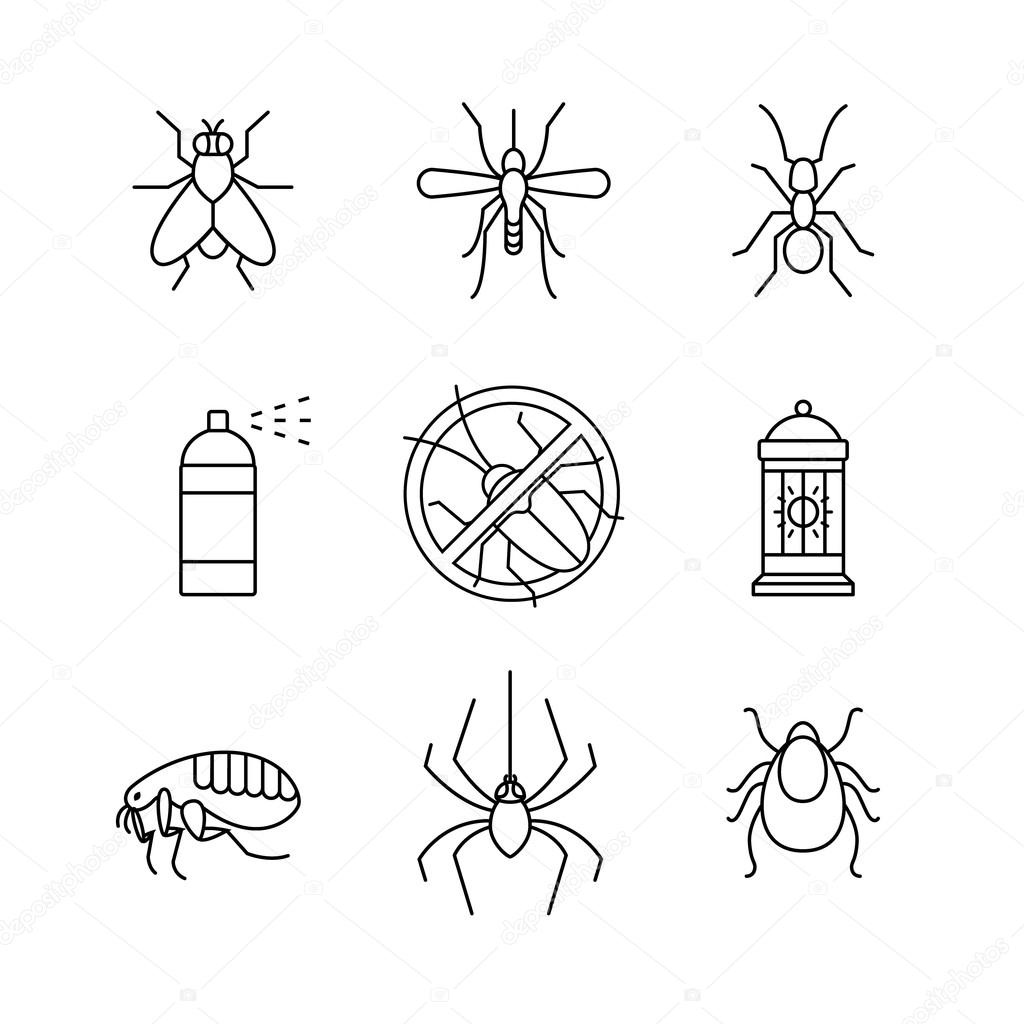 Insects control  icons set