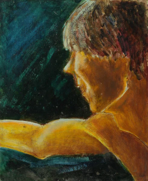 Ritratto dipinto ad olio con ritratto maschile in colori vivaci — Foto Stock