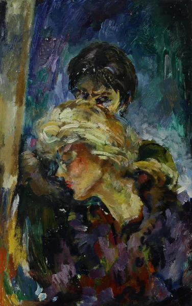 Yağlı boya portre erkek ve kadın parlak renkler ile